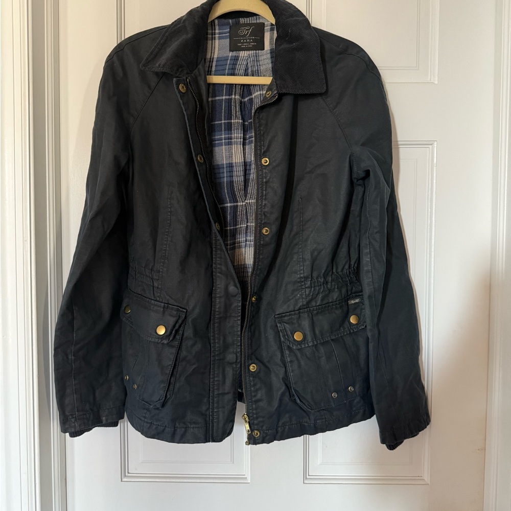 Zara Blue Wax Coated Field Jacket
